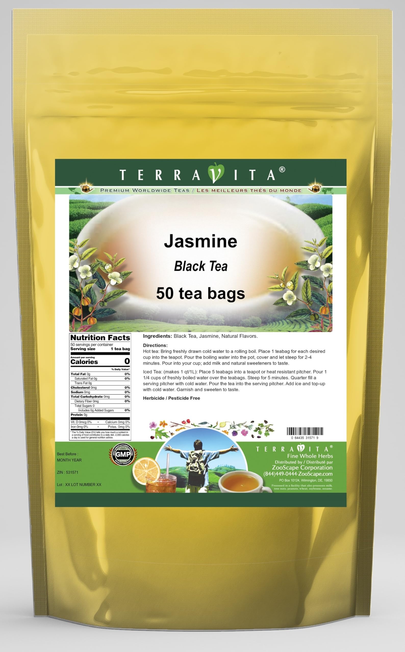 Amazon.com : Jasmine Black Tea (50 tea bags, ZIN: 531571